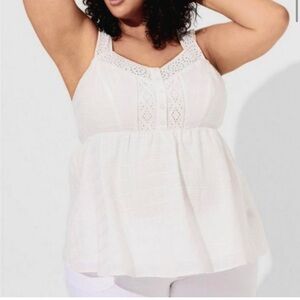 Torrid white babydoll tank nwt size 6